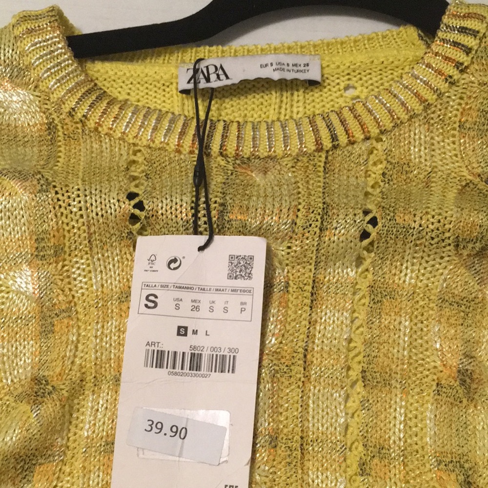 ZARA Cable knit sweater gold accented cotton - Picture 5 of 7